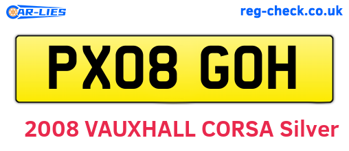 PX08GOH are the vehicle registration plates.