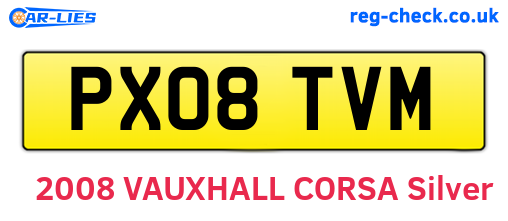 PX08TVM are the vehicle registration plates.