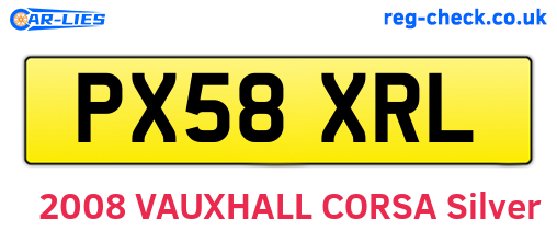 PX58XRL are the vehicle registration plates.