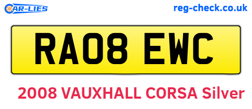 RA08EWC are the vehicle registration plates.