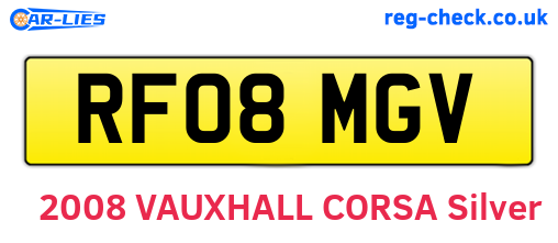 RF08MGV are the vehicle registration plates.
