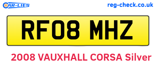 RF08MHZ are the vehicle registration plates.