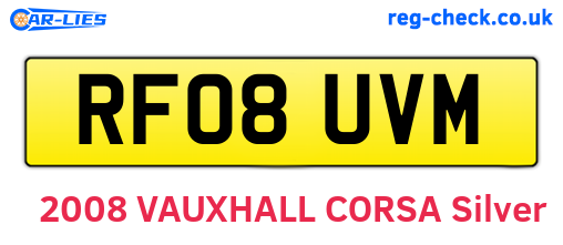 RF08UVM are the vehicle registration plates.
