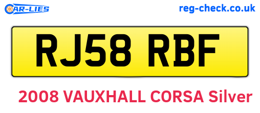 RJ58RBF are the vehicle registration plates.