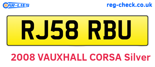 RJ58RBU are the vehicle registration plates.