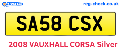 SA58CSX are the vehicle registration plates.