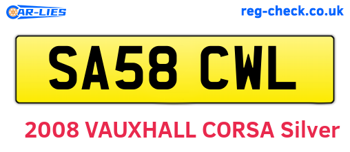 SA58CWL are the vehicle registration plates.