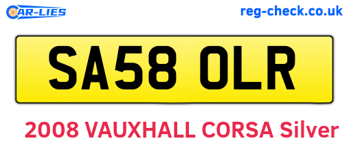 SA58OLR are the vehicle registration plates.