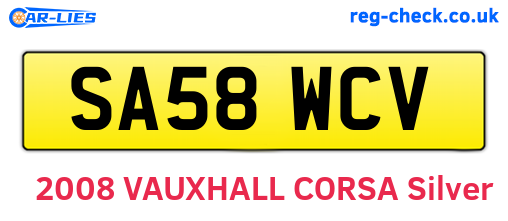 SA58WCV are the vehicle registration plates.