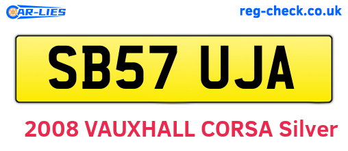 SB57UJA are the vehicle registration plates.