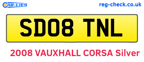 SD08TNL are the vehicle registration plates.