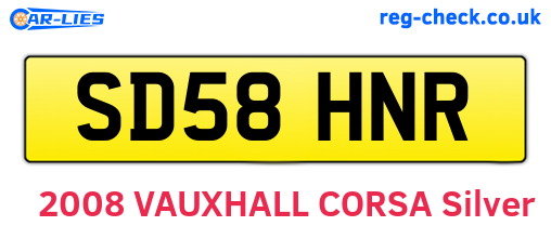 SD58HNR are the vehicle registration plates.