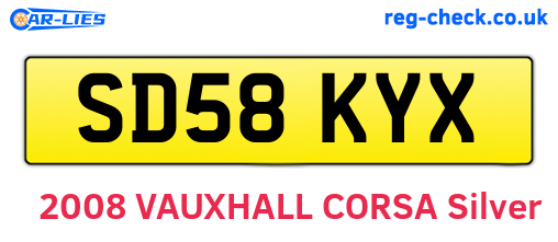 SD58KYX are the vehicle registration plates.