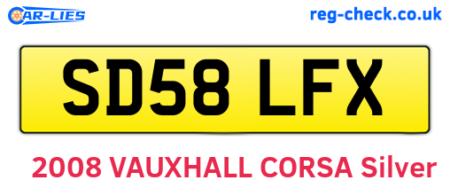 SD58LFX are the vehicle registration plates.