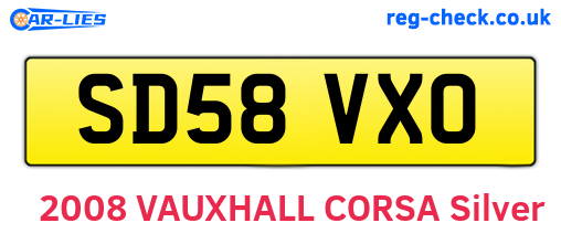 SD58VXO are the vehicle registration plates.