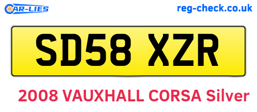 SD58XZR are the vehicle registration plates.
