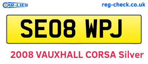 SE08WPJ are the vehicle registration plates.