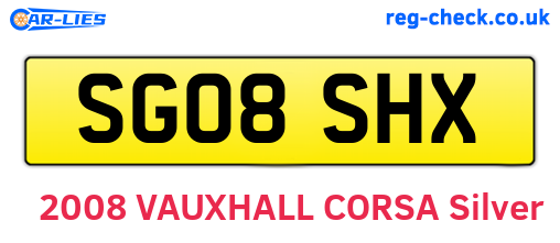 SG08SHX are the vehicle registration plates.