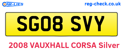 SG08SVY are the vehicle registration plates.