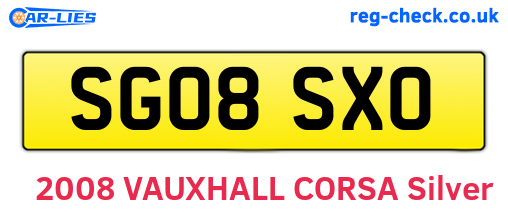 SG08SXO are the vehicle registration plates.