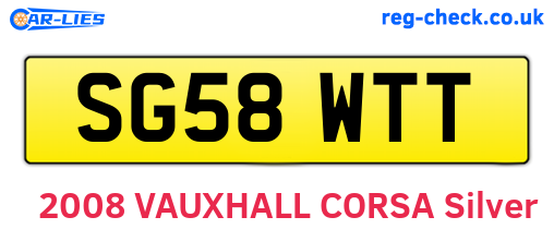 SG58WTT are the vehicle registration plates.