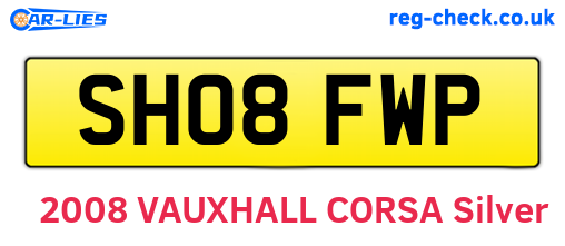 SH08FWP are the vehicle registration plates.