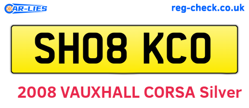 SH08KCO are the vehicle registration plates.