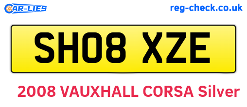 SH08XZE are the vehicle registration plates.