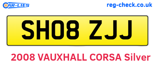 SH08ZJJ are the vehicle registration plates.