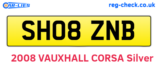 SH08ZNB are the vehicle registration plates.