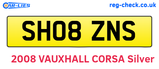SH08ZNS are the vehicle registration plates.