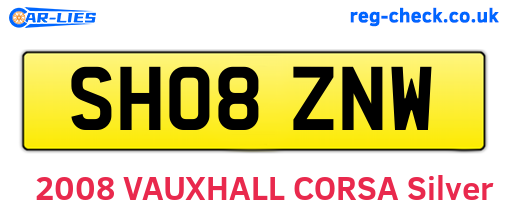 SH08ZNW are the vehicle registration plates.