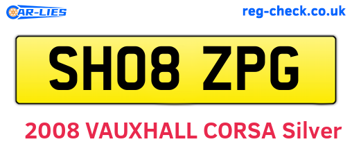 SH08ZPG are the vehicle registration plates.