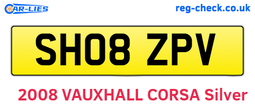 SH08ZPV are the vehicle registration plates.