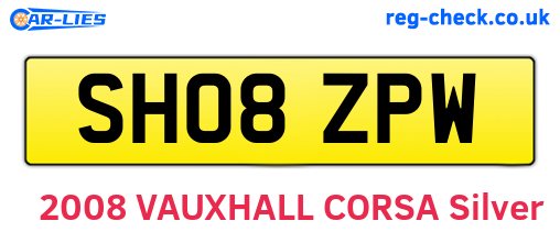 SH08ZPW are the vehicle registration plates.
