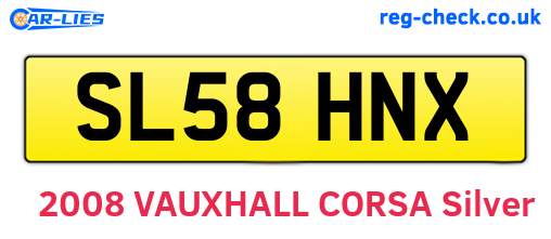 SL58HNX are the vehicle registration plates.