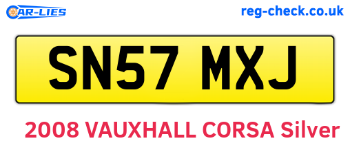 SN57MXJ are the vehicle registration plates.