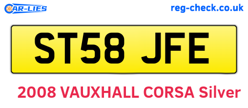 ST58JFE are the vehicle registration plates.