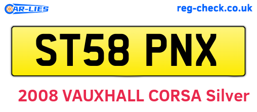 ST58PNX are the vehicle registration plates.