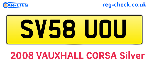 SV58UOU are the vehicle registration plates.