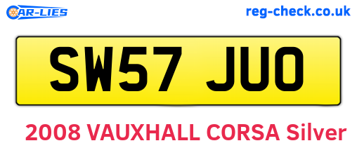 SW57JUO are the vehicle registration plates.
