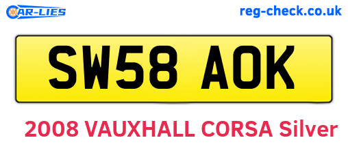SW58AOK are the vehicle registration plates.