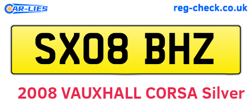 SX08BHZ are the vehicle registration plates.