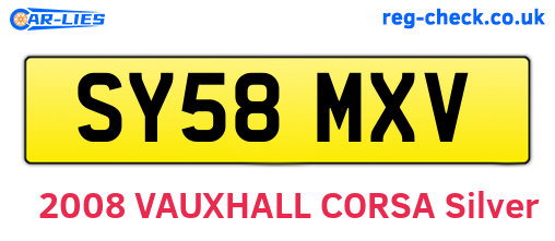 SY58MXV are the vehicle registration plates.