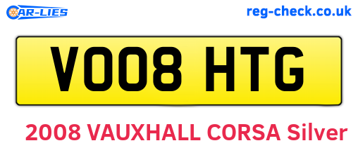 VO08HTG are the vehicle registration plates.