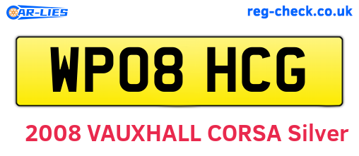 WP08HCG are the vehicle registration plates.