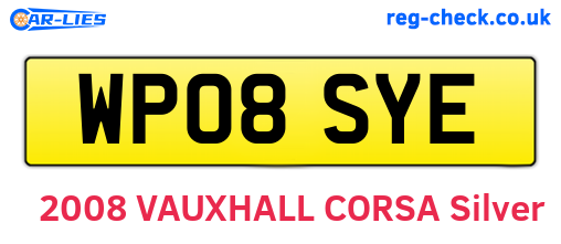 WP08SYE are the vehicle registration plates.