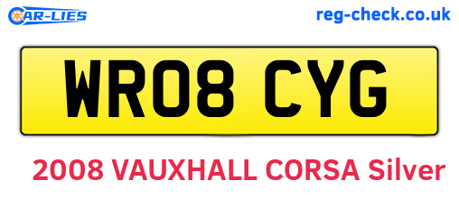 WR08CYG are the vehicle registration plates.