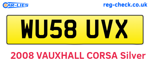 WU58UVX are the vehicle registration plates.