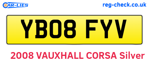 YB08FYV are the vehicle registration plates.